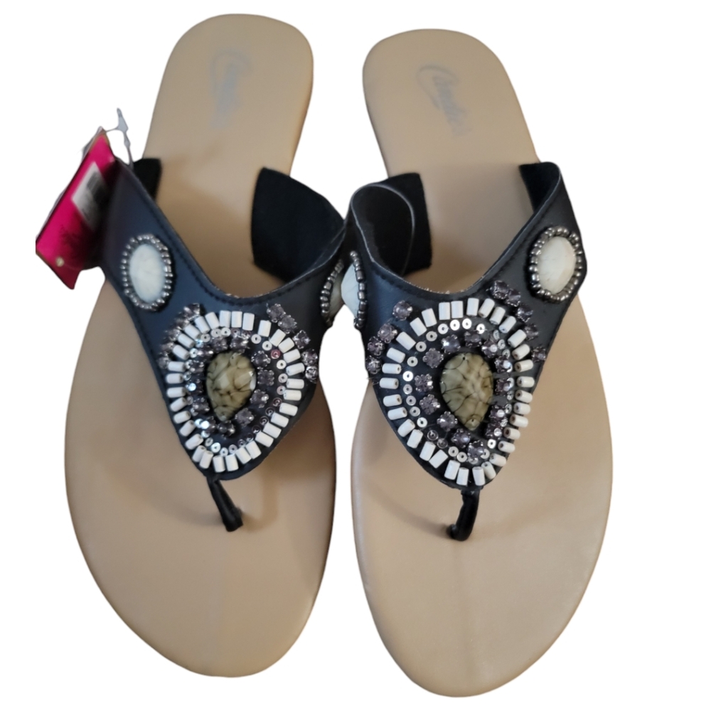 Candies Bohemian Beaded Flip Flop Sandals Size 11 Women